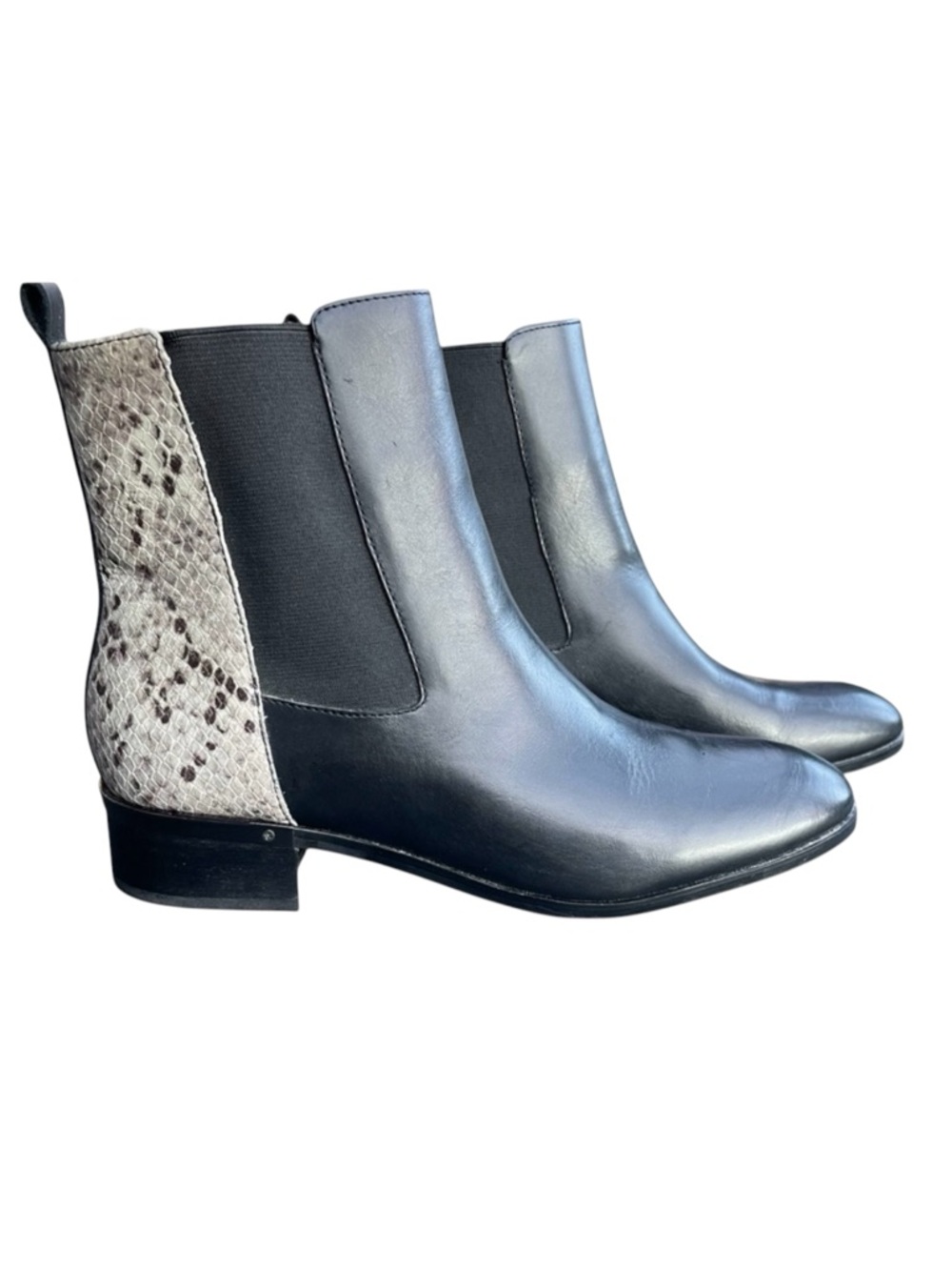 New Ivanka Trump Black/Snakeskin Leather Upper Chelsea Ankle Boots (10M)